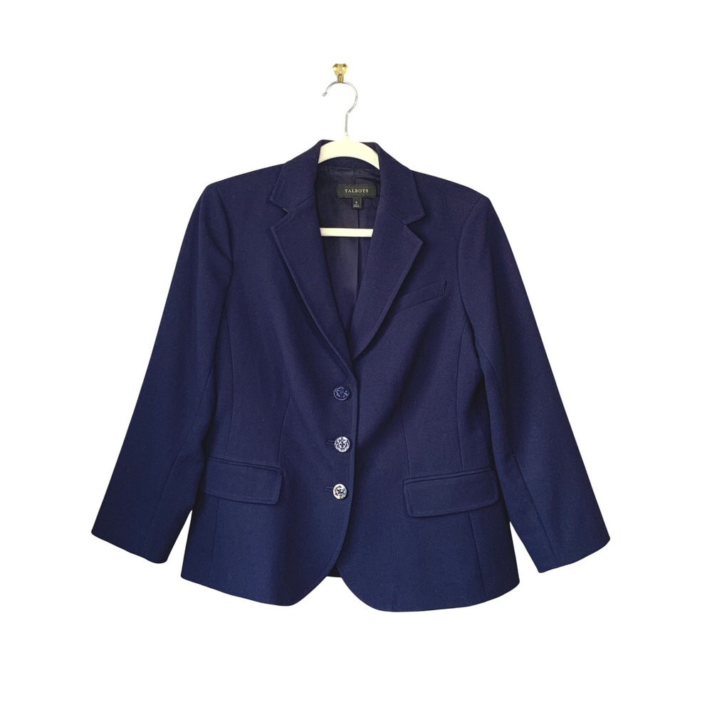 Talbots Women's Navy Blue‎ Blazer Jacket Business Career Coat Classic Size 8